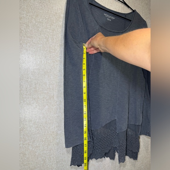 Soft Surroundings Gray Cotton Tunic Top Decorative Hemline Lagenlook Size PXL - Picture 7 of 9